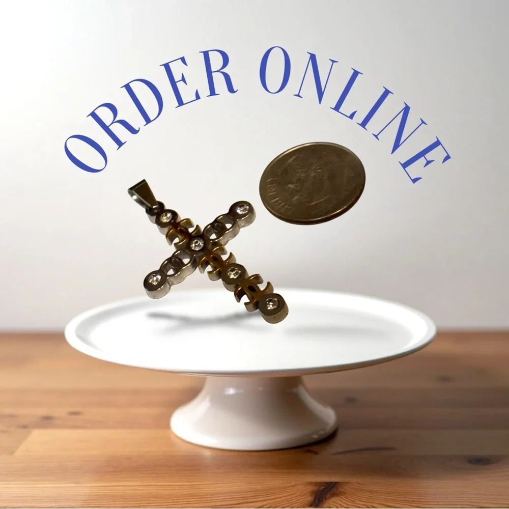 Stainless Steel Elegant Gold Cross Pendant